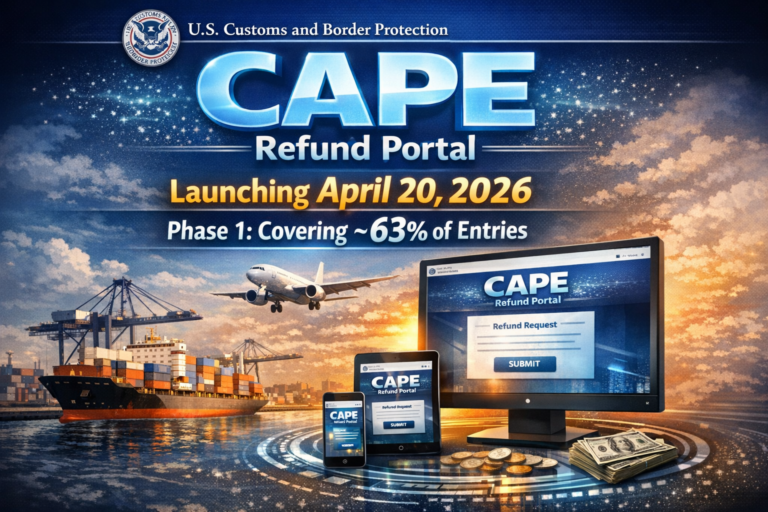 CBP will launch the CAPE Refund Portal on April 20, 2026. Phase 1 covers ~63% of entries.